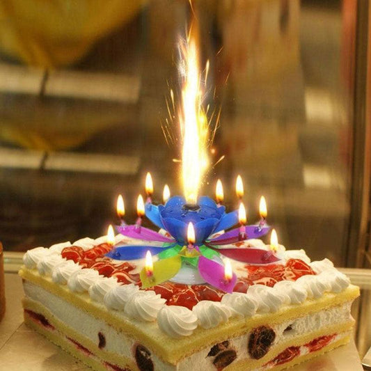 Music Cake Candles Lotus Flower Birthday Candles Festival Decorative Music Birthday Party Decor Colorfully Incredible Birthday Candles Decorative Cake Topper Candle Opens & Spins