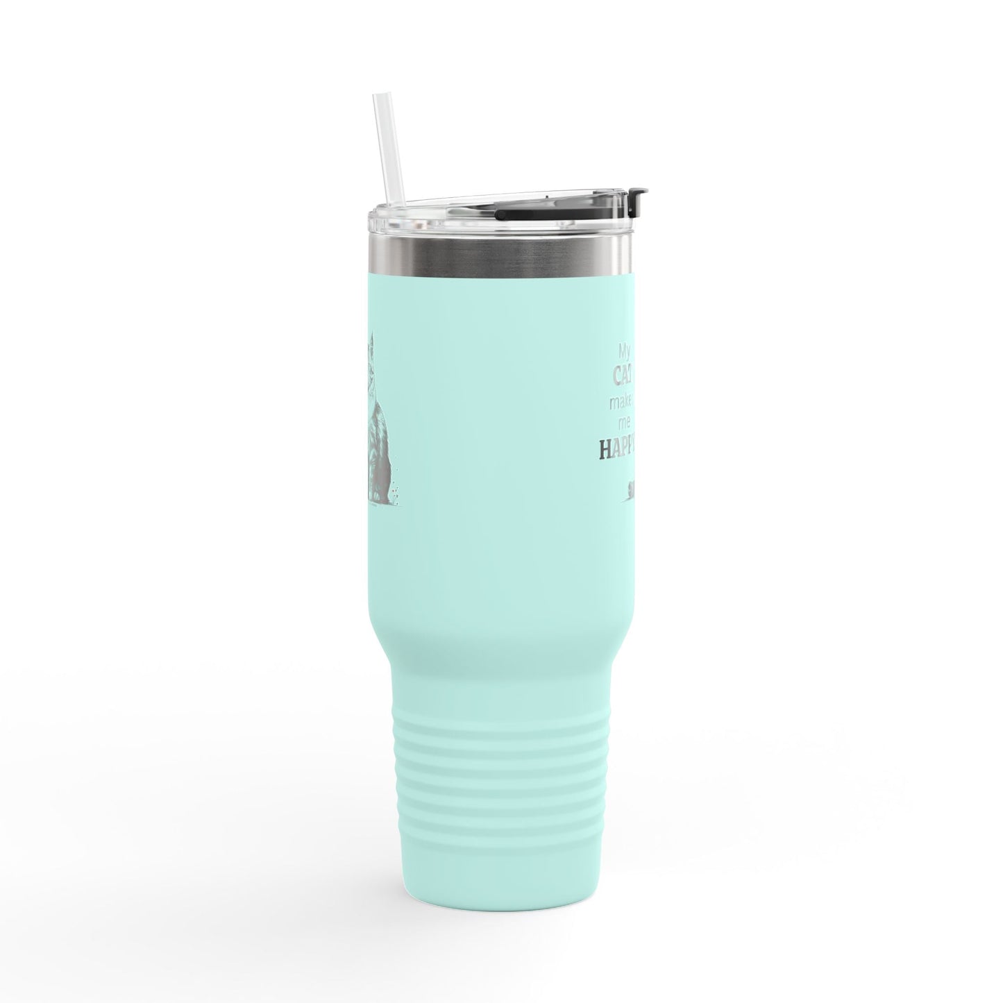 Cat Makes Me Happy Insulated Mug, 40oz