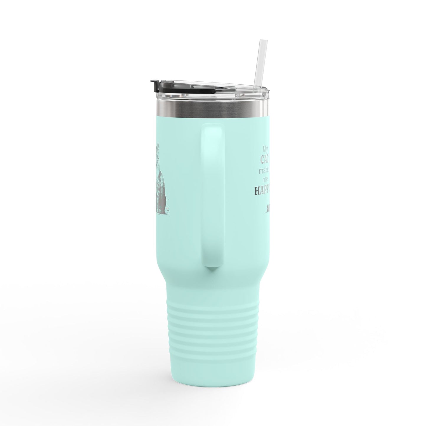 Cat Makes Me Happy Insulated Mug, 40oz