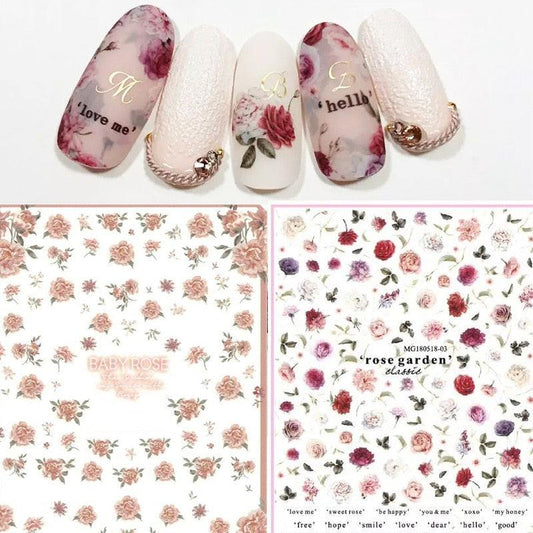 NEW 3D Flower Nail Sticker Art Pink Rose Nail Adhesive Slider Beauty Wedding Nail Art Decorations Designs Tool Manicure for Woman Decoration Nail Art Nail Ornament Self Adhesive Nail Decals Colorful Nail Sticker Jewelry Design For Nails Sliders Tips