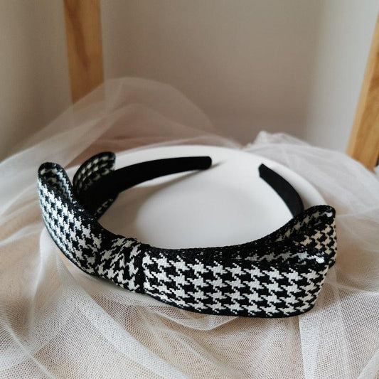New Black Big Bow Plaid Bezel Headwear Women Headband Cute Girls Hair Bands Lovely Hairband Hoop for Korean Gorgeous Hair Accessories For Women