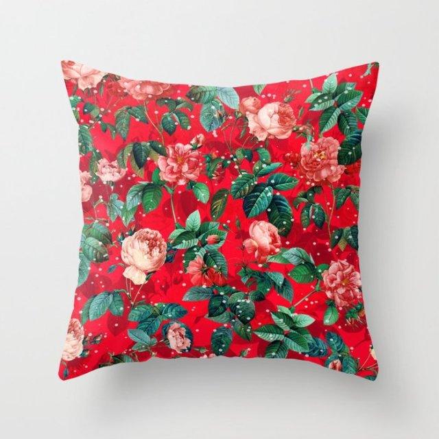New Creative Red Cushion Case Hot Modern Home Outdoor Decorative Geometry Square Pillow Case Decorative Pillows Case Sofa Couch Seat Polyester Pillows Covers 45x45CM