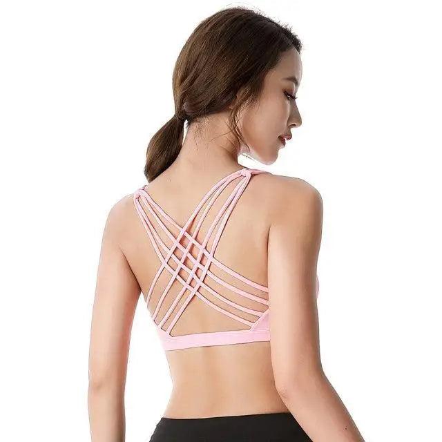 New Elegance Fitness Sports Bra for Women Push Up Wirefree Padded Crisscross Strappy Running Gym Training Workout Yoga Underwear Crop Tops