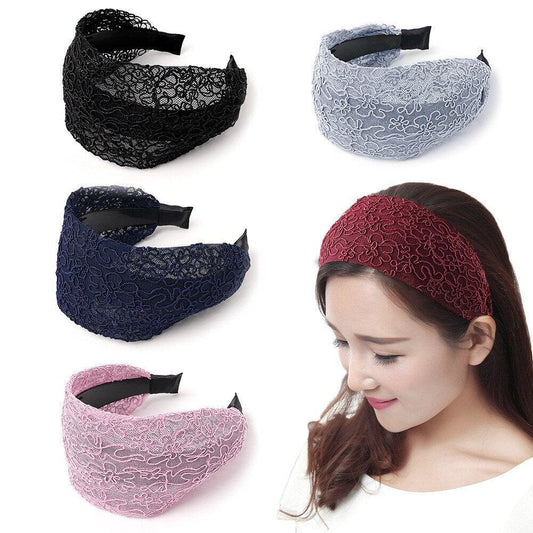 New Fashion Gradient Wide-sided Lace Simple Breathable Toothed Non-slip Headband for Women Girl Hair Accessories Headwear Gorgeous Hair Accessories For Women