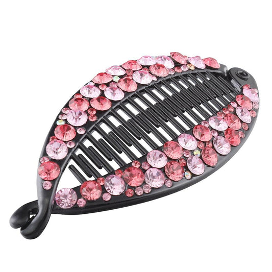 New Fashion Hair Clips Women Banana Barrettes Plastic Color Rhinestone Hair Claws Pins Clamps for Girls Ponytail Mohawk Bun Maker Accessories For Curly Hair Women