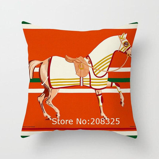 New Horse Cushion Cover Short Plus Luxury Horse Cotton Linen Decorative Pillowcase Cushion Decorative Pillows  Covers for Home Sofa Couch Car Bedrooms 45x45cm
