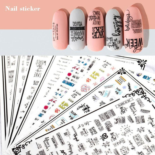 New Super Thin Self-Adhesive  Letter 3d Nail Decal Stickers Manicure Nail Art Decoration Accessories Holographic Old English Character Nail Self-Adhesive Sticker English Font Design Manicure Design Water Sliders Decorations Accessories