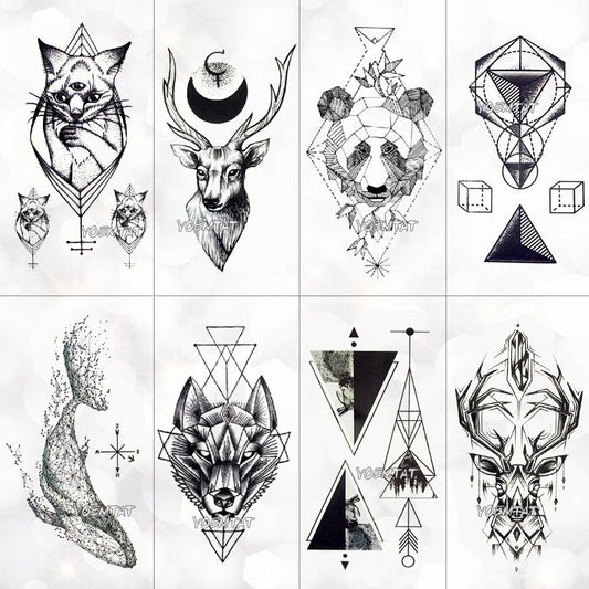 New Waterproof Temporary Tattoo Sticker Deer Animal Flash Tatoo Black Line Body Art Small Decorative Design For Womens Boys