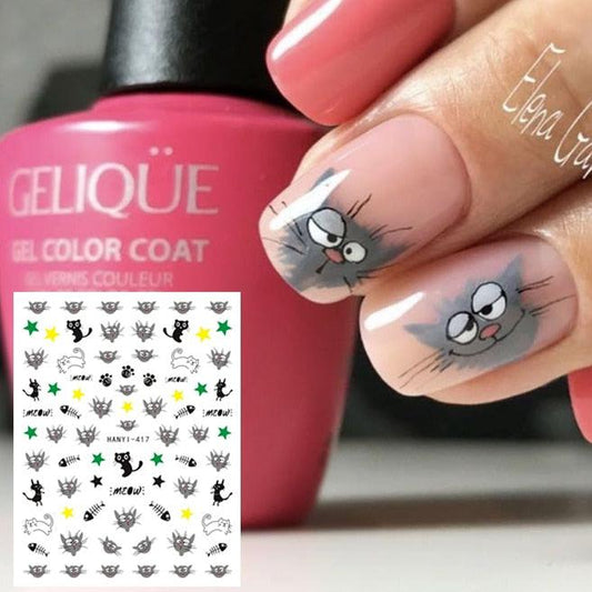 Newest Cats 3D Nail Art Sticker Decal Template Nail Tool Decorations Cute Nail Stickers for Kids and Little Girls Sheets Self Adhesive Nail Art Stickers 3D Animal Nail Decals Nail Art Decoration Set Including Cat Dog Strawberry Bear Chick Bunny Pat