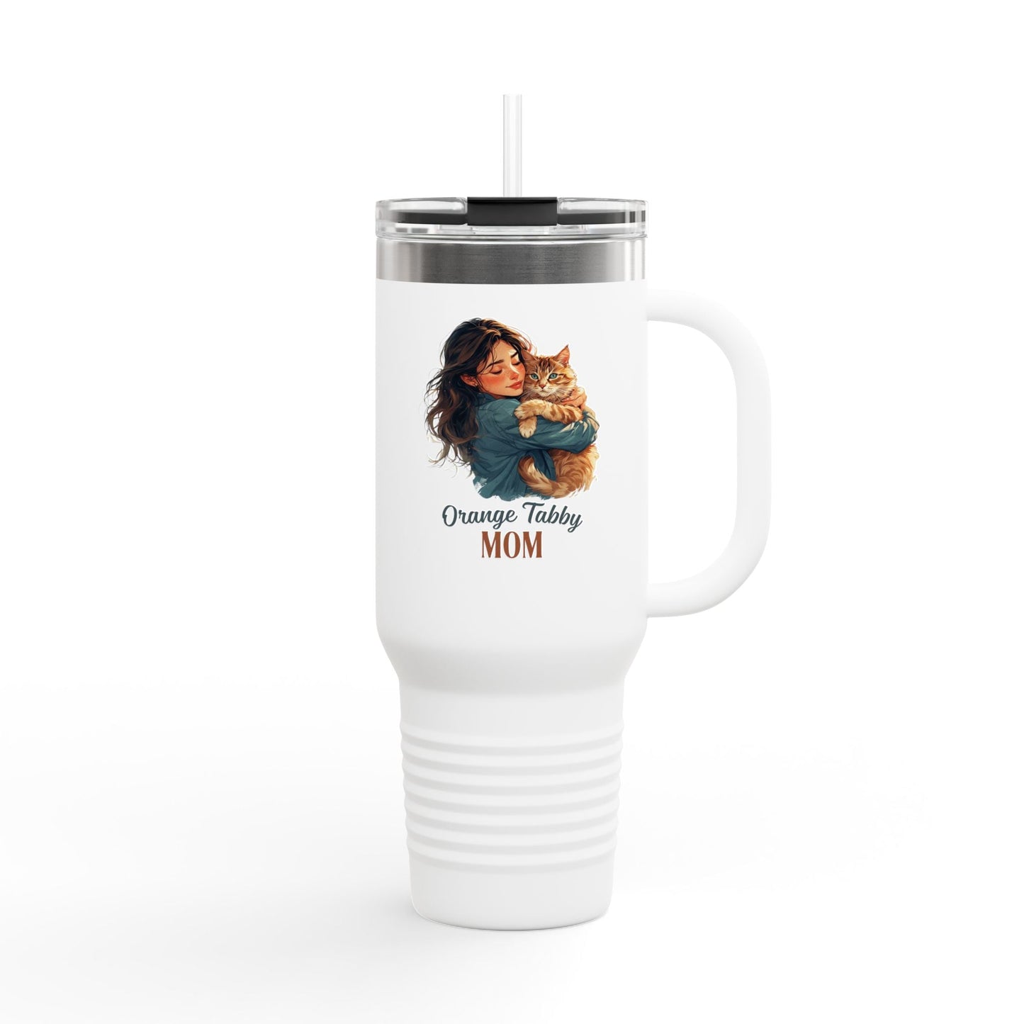 Orange Tabby Mom Insulated Travel Mug - 40oz Cat Lover's Mug