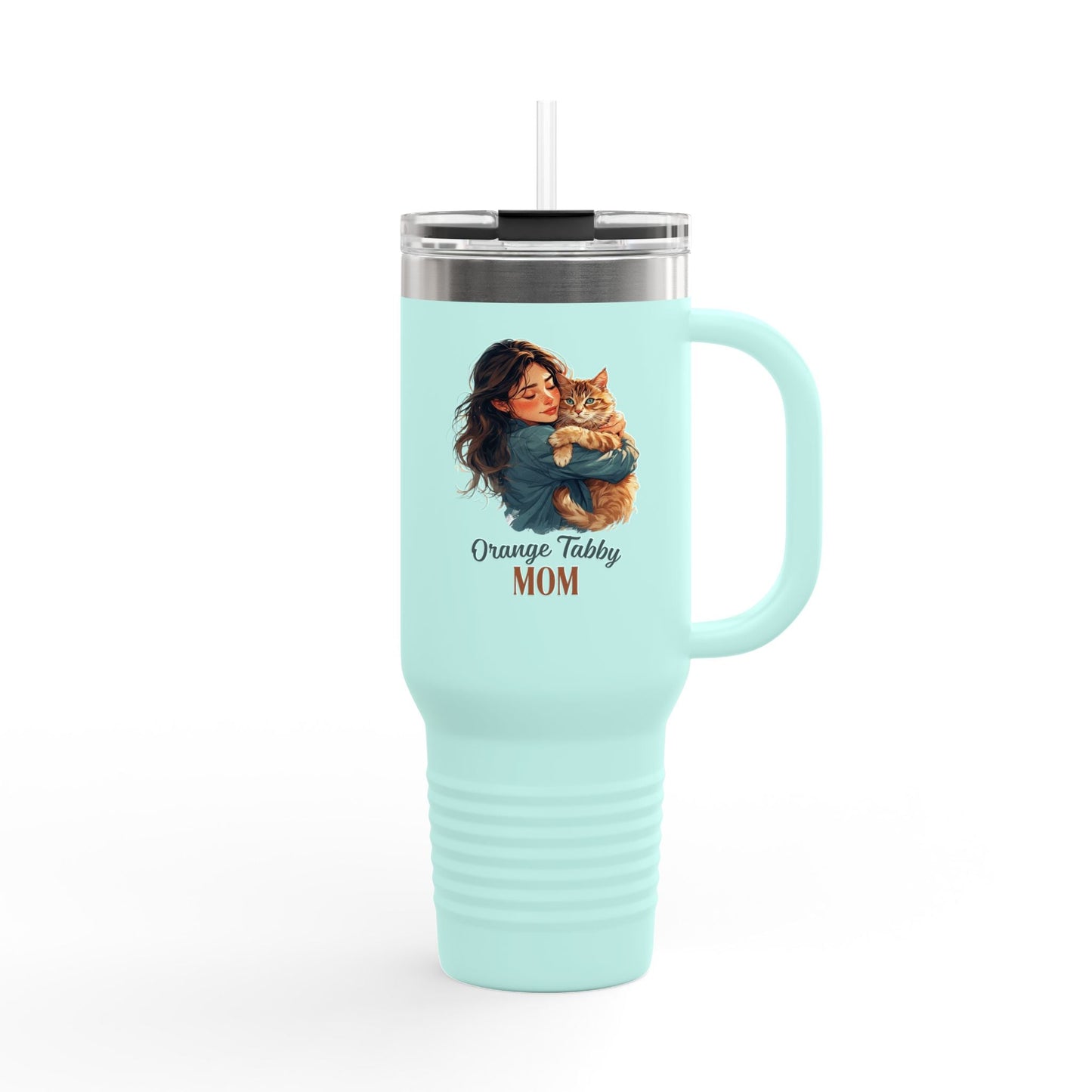 Orange Tabby Mom Insulated Travel Mug - 40oz Cat Lover's Mug