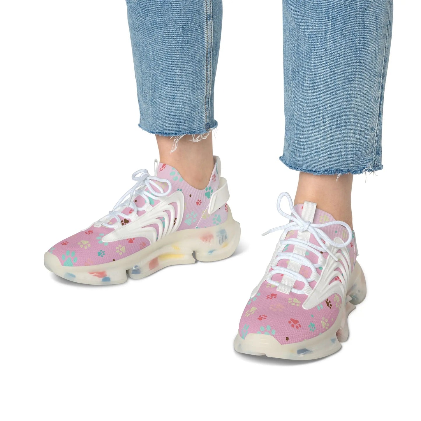Paw Print Women's Mesh Sneakers - Stylish & Comfortable