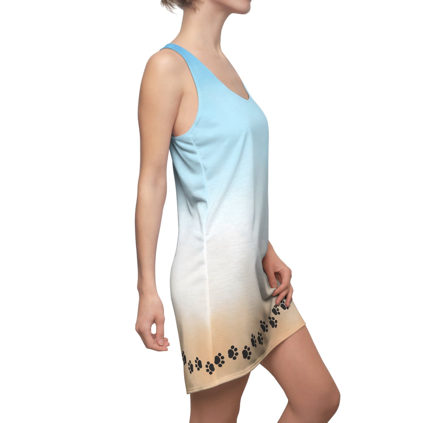 Paw Print Women's Racerback Dress - Beach Vibes for CatLovers