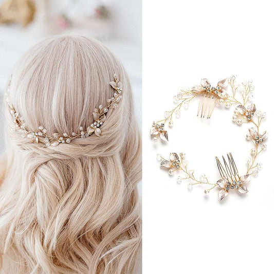 Pearl Leaf Comb Headband Hair Accessories For Women Tiara Headband Wedding Accessories Headband on the head Gorgeous Hair Accessories For Women