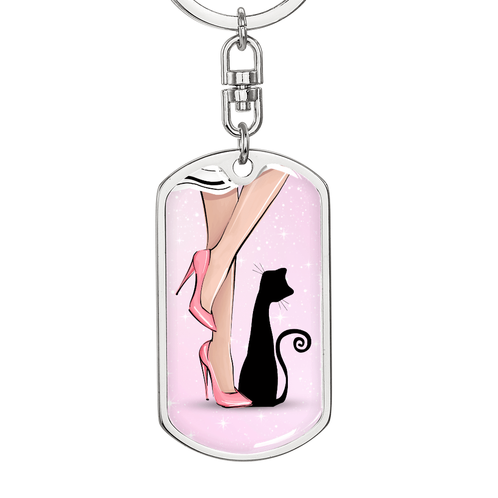 Pink Cat Lady Legs Keychain