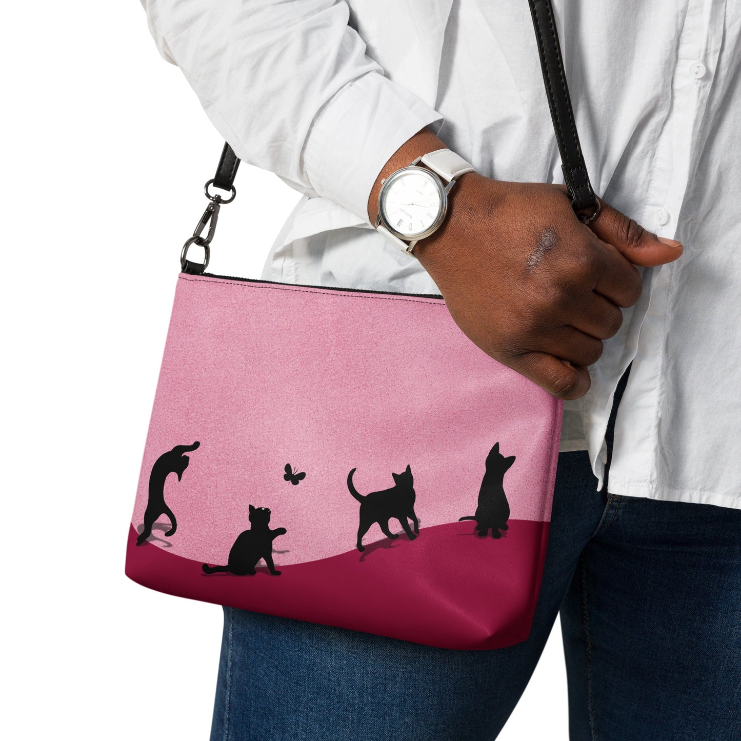 Cat Silhouette Convertible Crossbody Bag