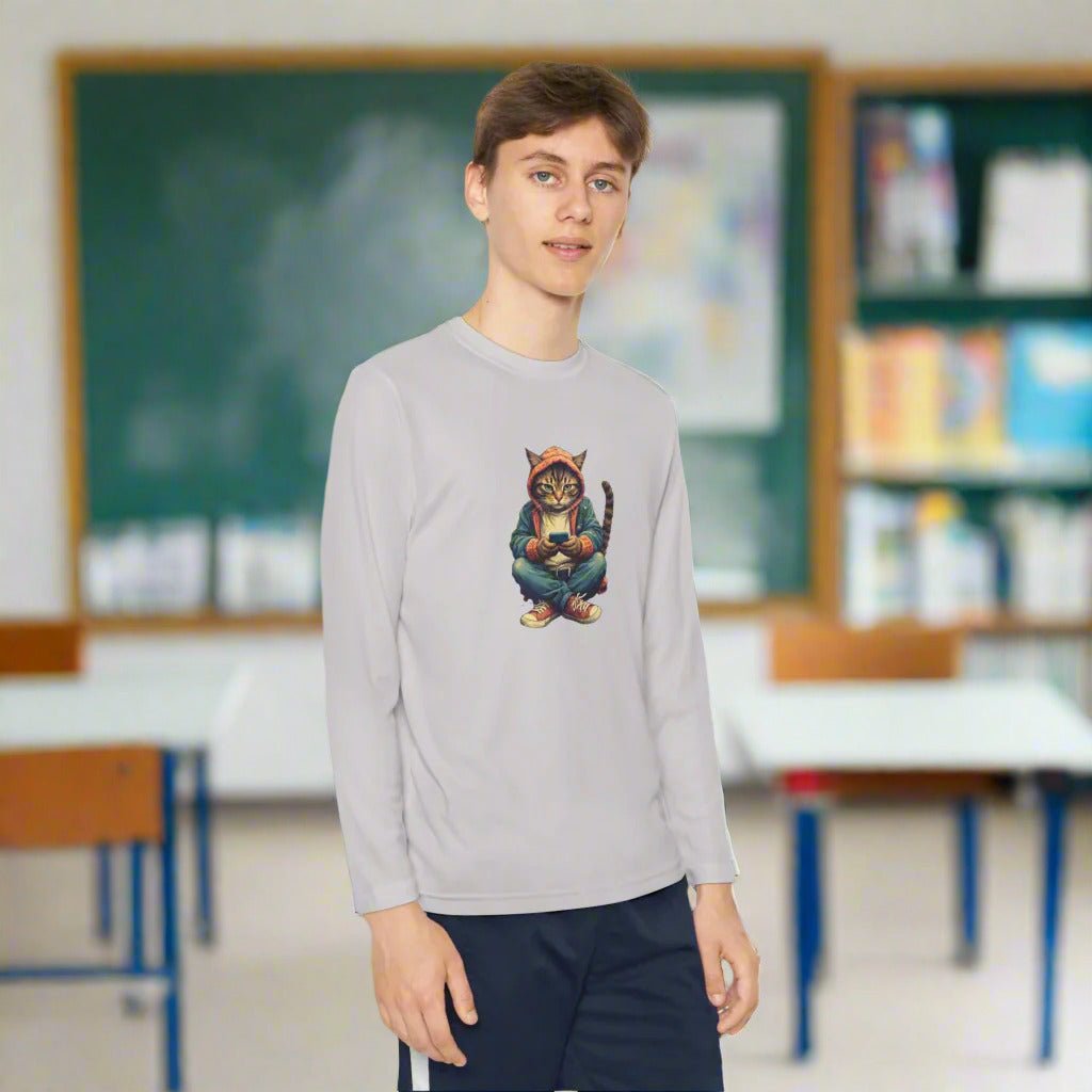Cat Lover Youth Long-Sleeve Competitor Tee