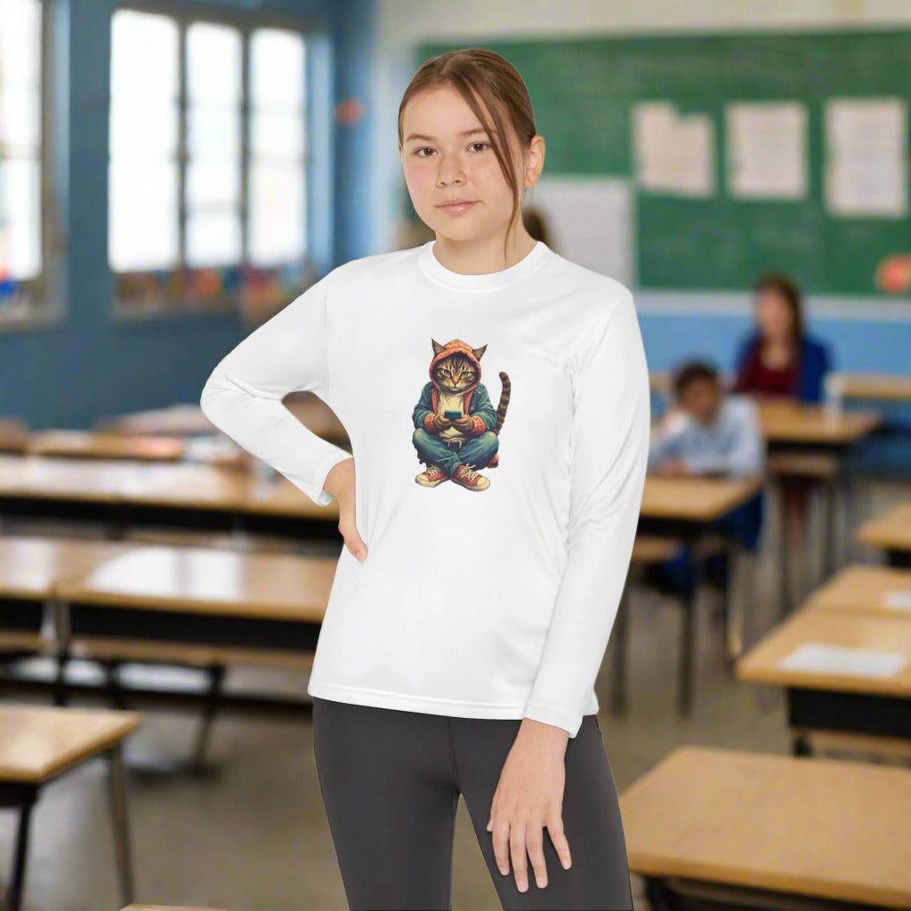Cat Lover Youth Long-Sleeve Competitor Tee