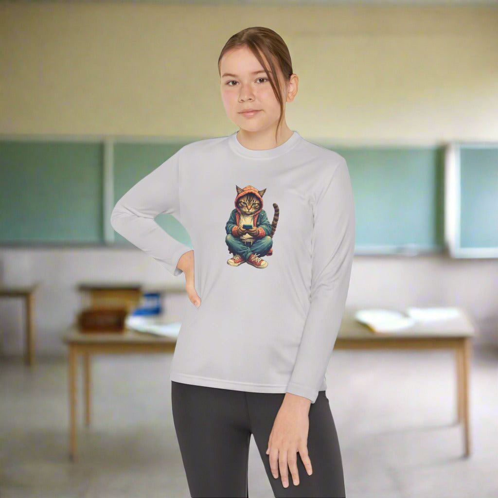 Cat Lover Youth Long-Sleeve Competitor Tee