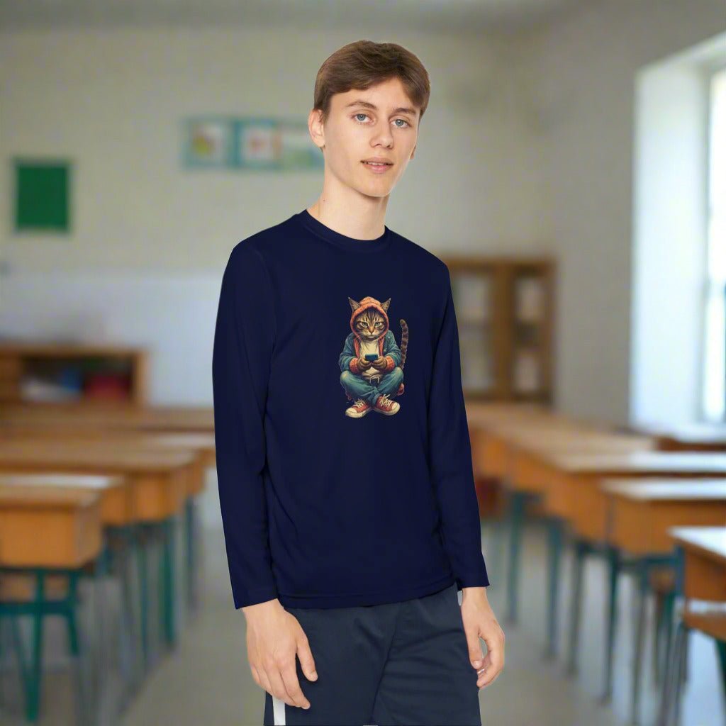 Cat Lover Youth Long-Sleeve Competitor Tee