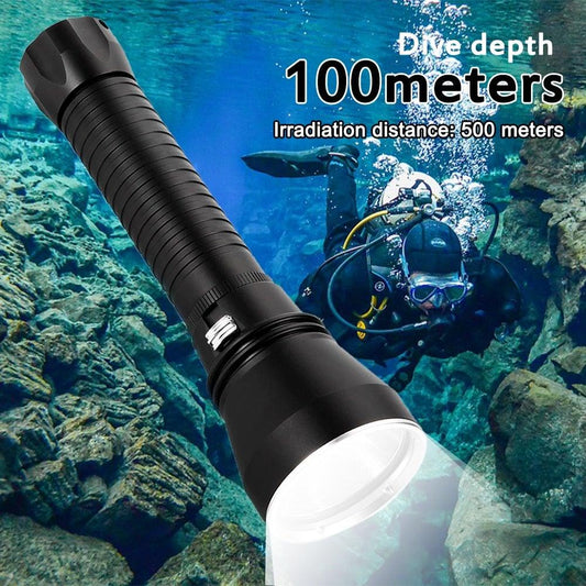 Powerful LED Rechargeable Dive Flashlight Cree Diving Flashlight Underwater Waterproof  High Lumen LED Scuba Diving  Torch Flashlight For Scuba Diving Underwater Torch