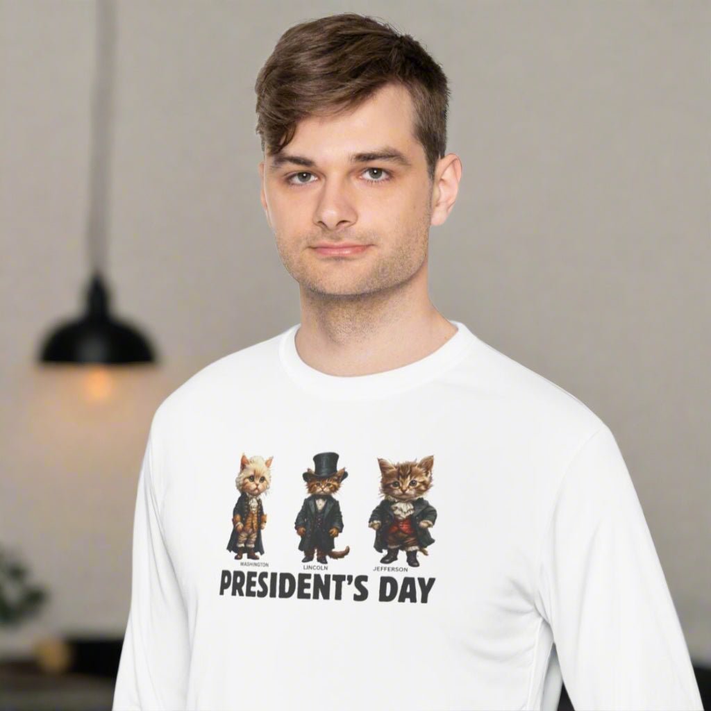 Presidents Day Kittens Long-Sleeve Tee for Unisex Comfort