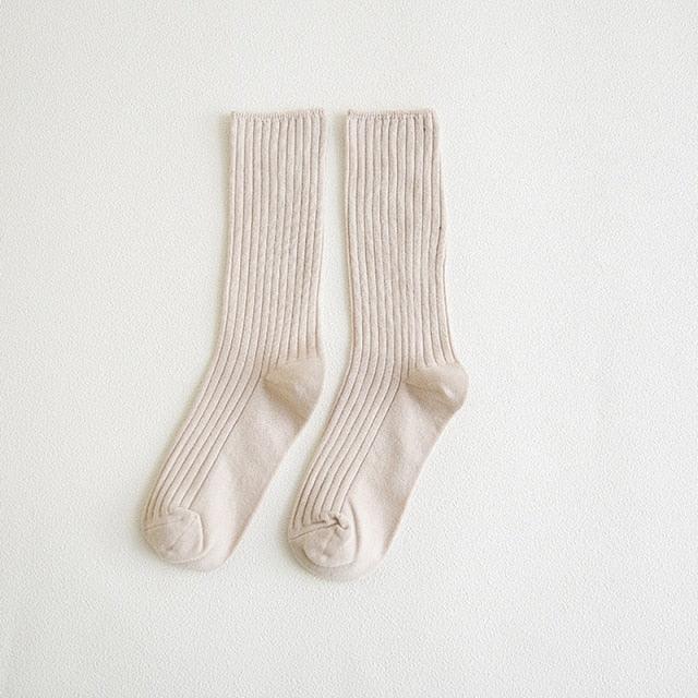 1Pair Ladies Pile Socks for Autumn Winter Pure Cotton Socks Solid Color Keep Warm Women Socks Mid Tube Socks Thickening Cashmere Socks For Men And Women