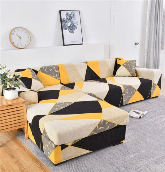 Geometric Sofa Cover Couch Cover Elastic Sofa Covers For Living Room Corner L Shaped Chaise Longue Armchair Sofa Slipcover Stretch Elastic L-Type Chaise Sofa Couch Furniture Protector For Living Room