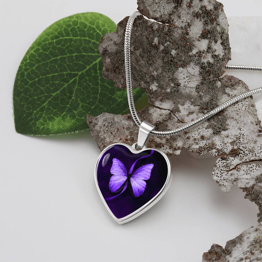 Purple Butterfly Seizure Awareness Necklace