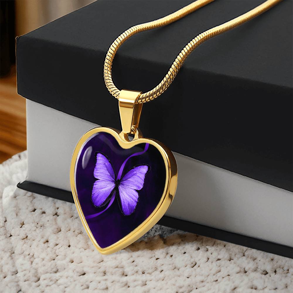 Purple Butterfly Seizure Awareness Necklace