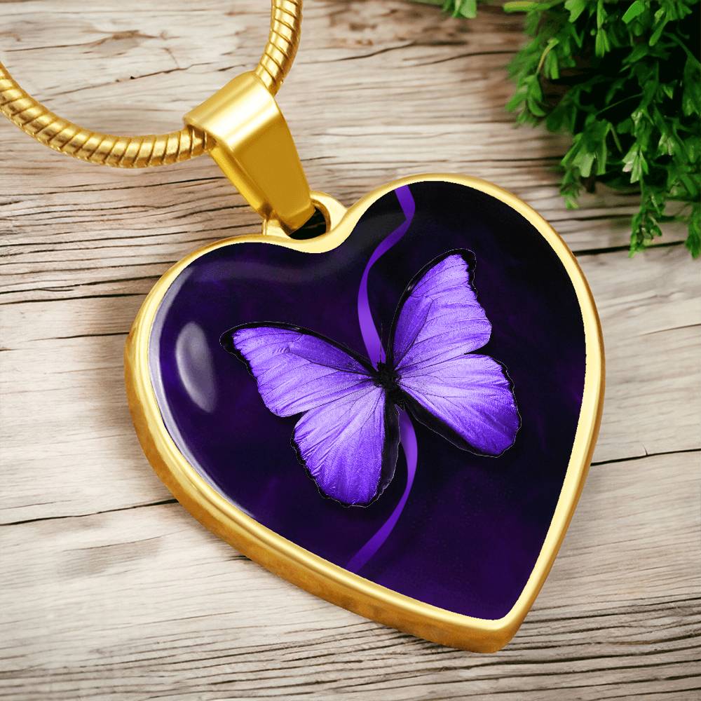 Purple Butterfly Seizure Awareness Necklace