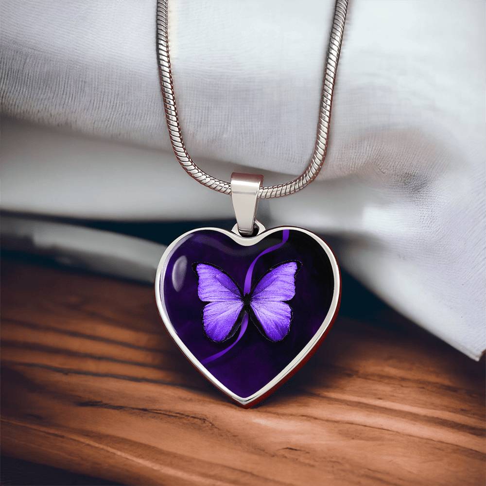 Purple Butterfly Seizure Awareness Necklace