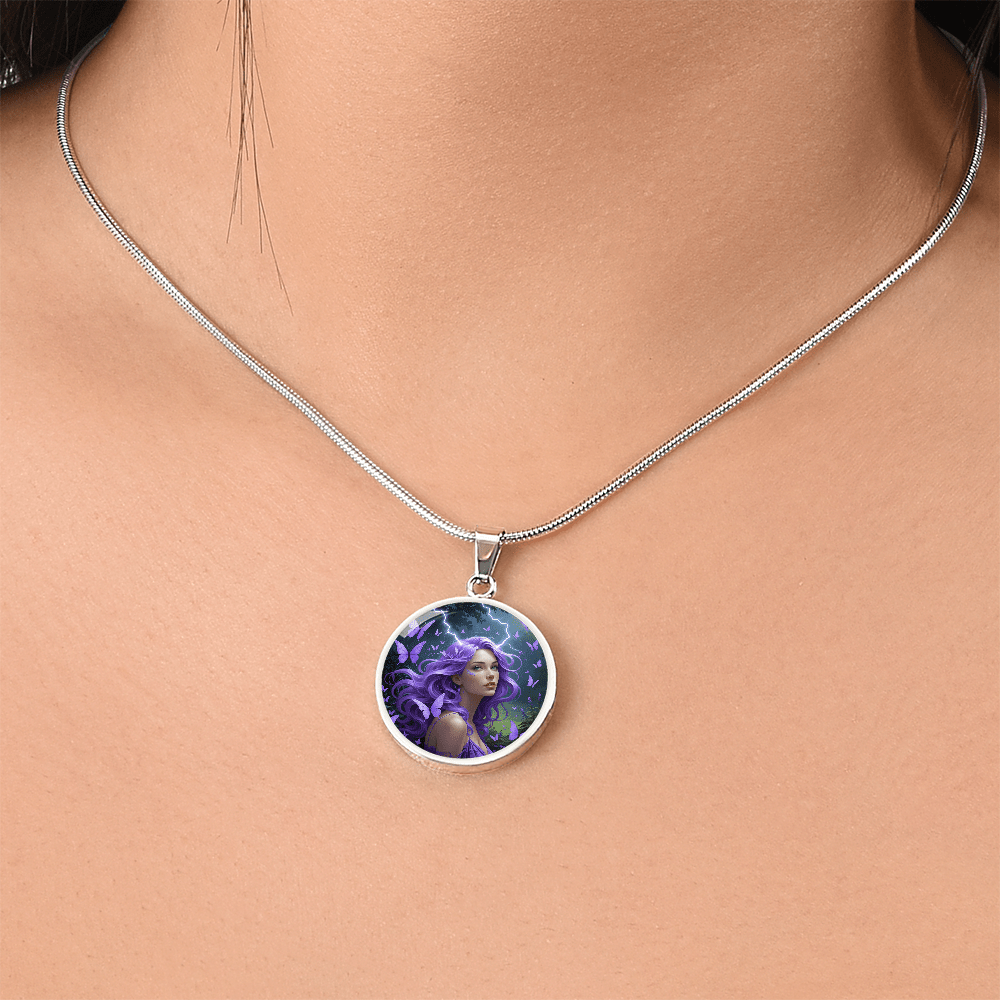 Purple Butterfly Warrior Pendant Necklace