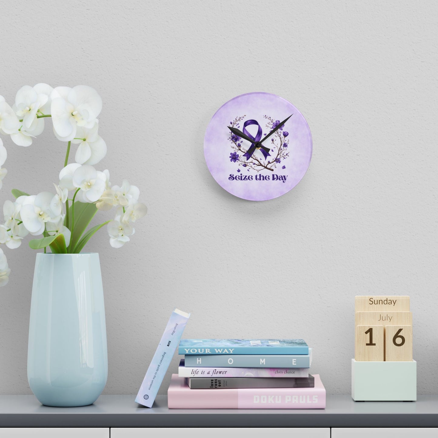 Purple Seize the Day Wall Clock