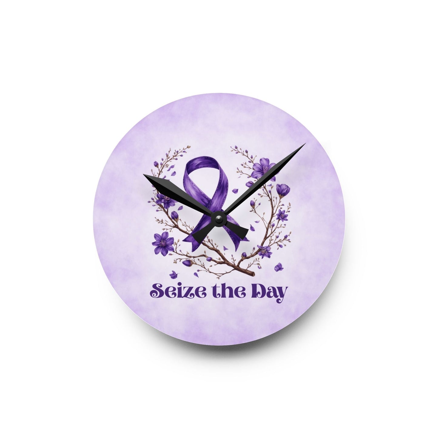 Purple Seize the Day Wall Clock