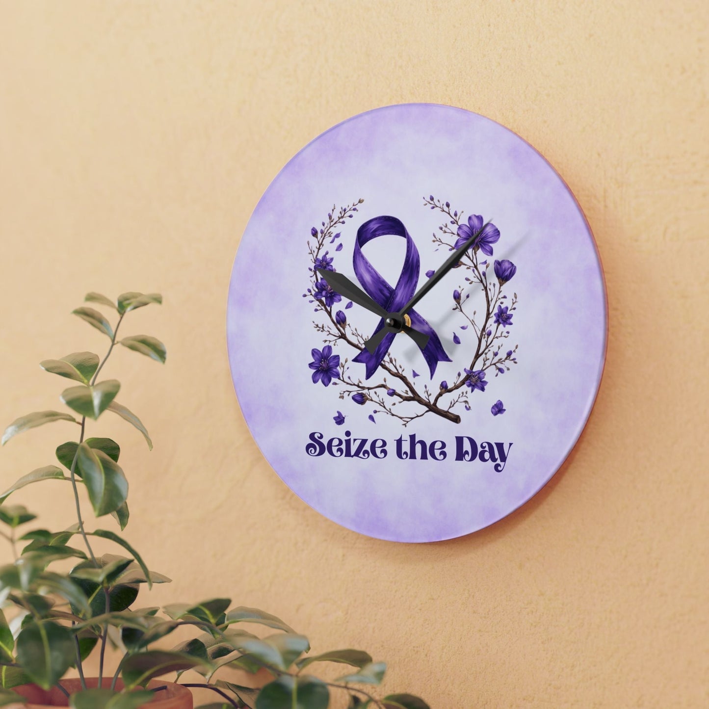Purple Seize the Day Wall Clock