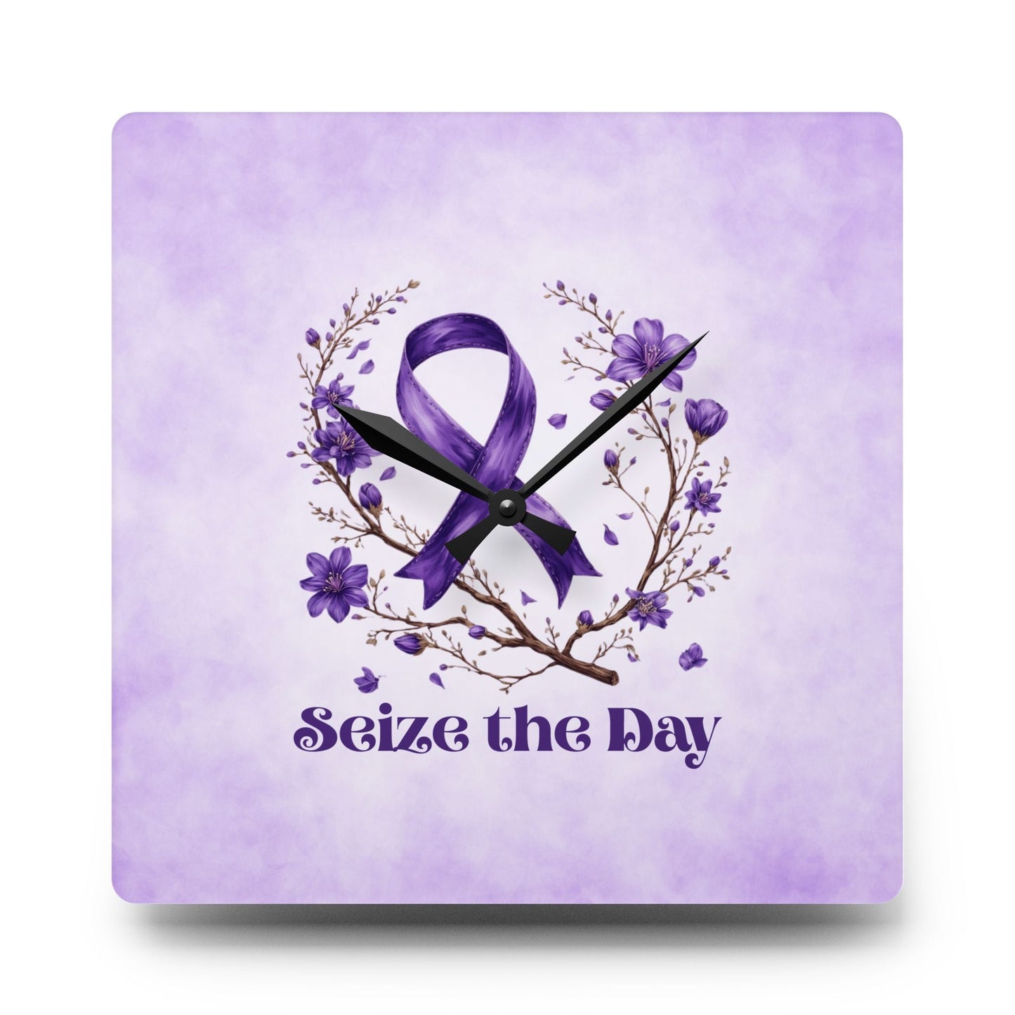 Purple Seize the Day Wall Clock