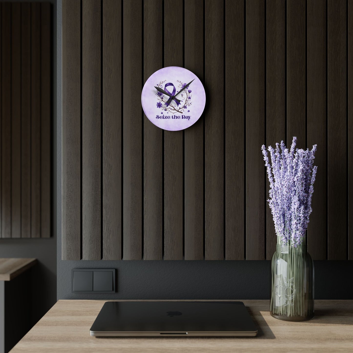 Purple Seize the Day Wall Clock