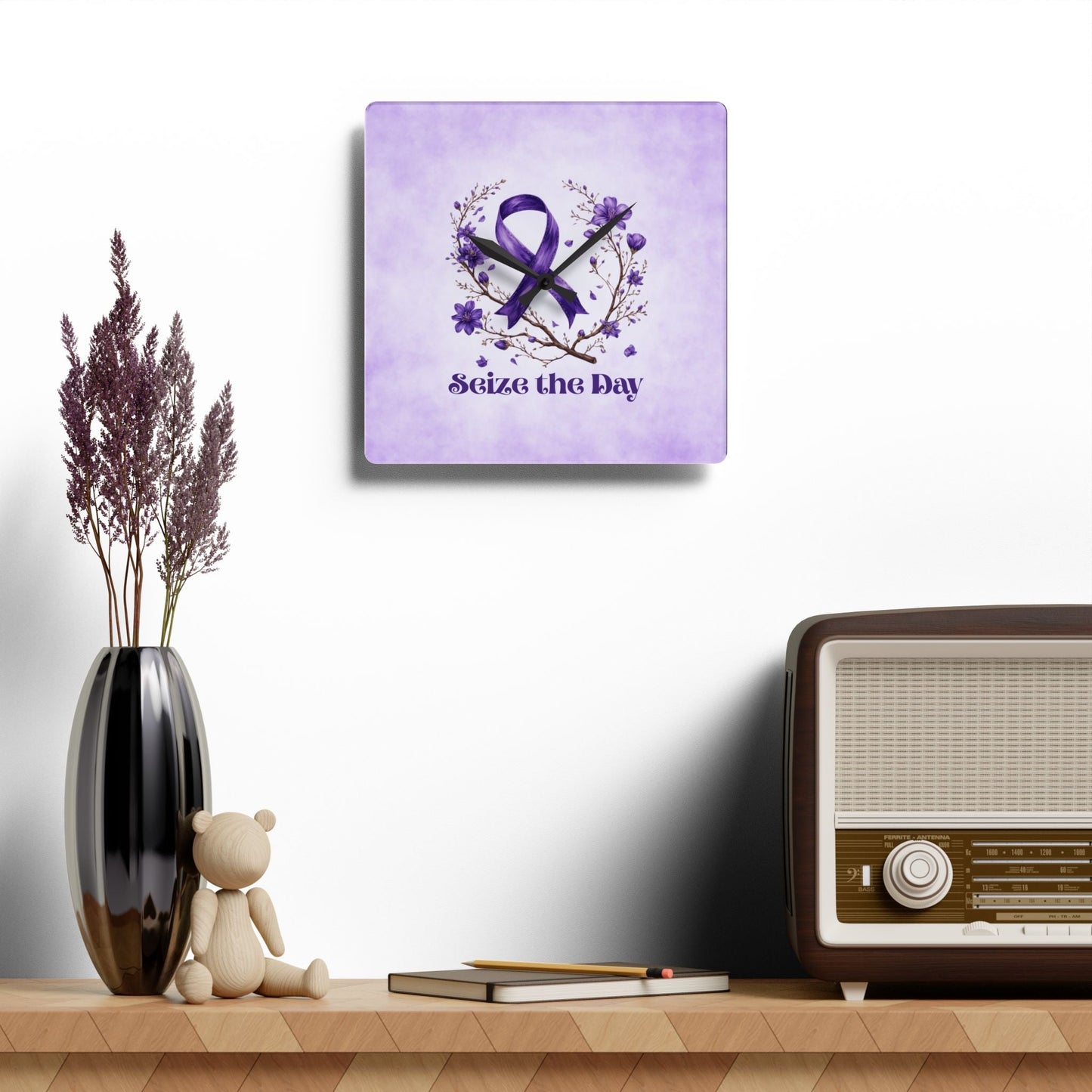 Purple Seize the Day Wall Clock
