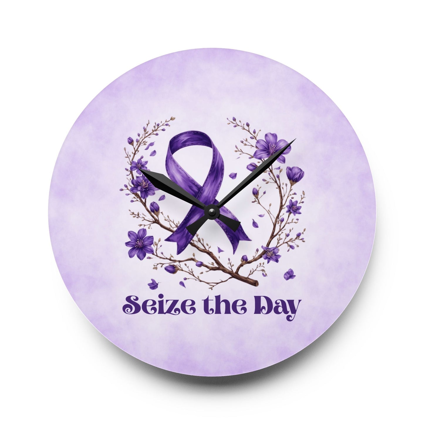 Purple Seize the Day Wall Clock