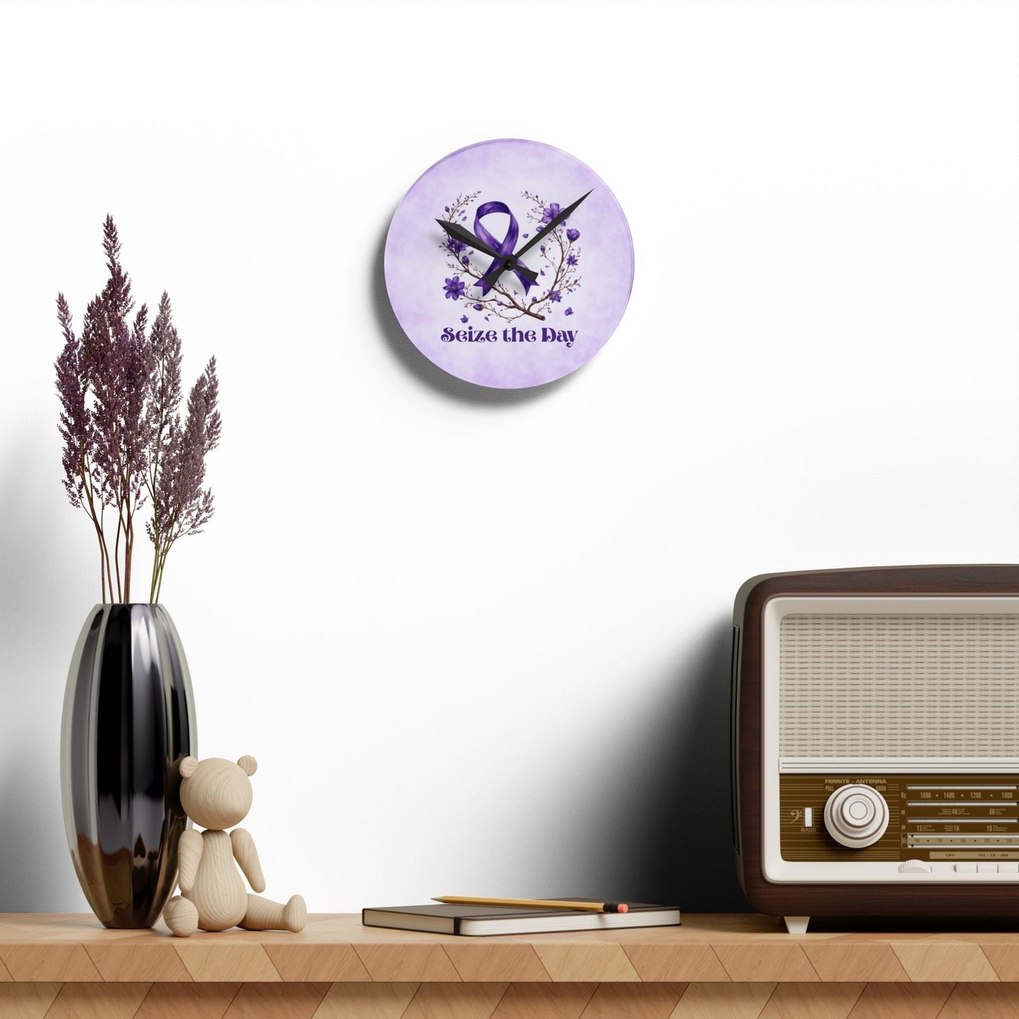 Purple Seize the Day Wall Clock