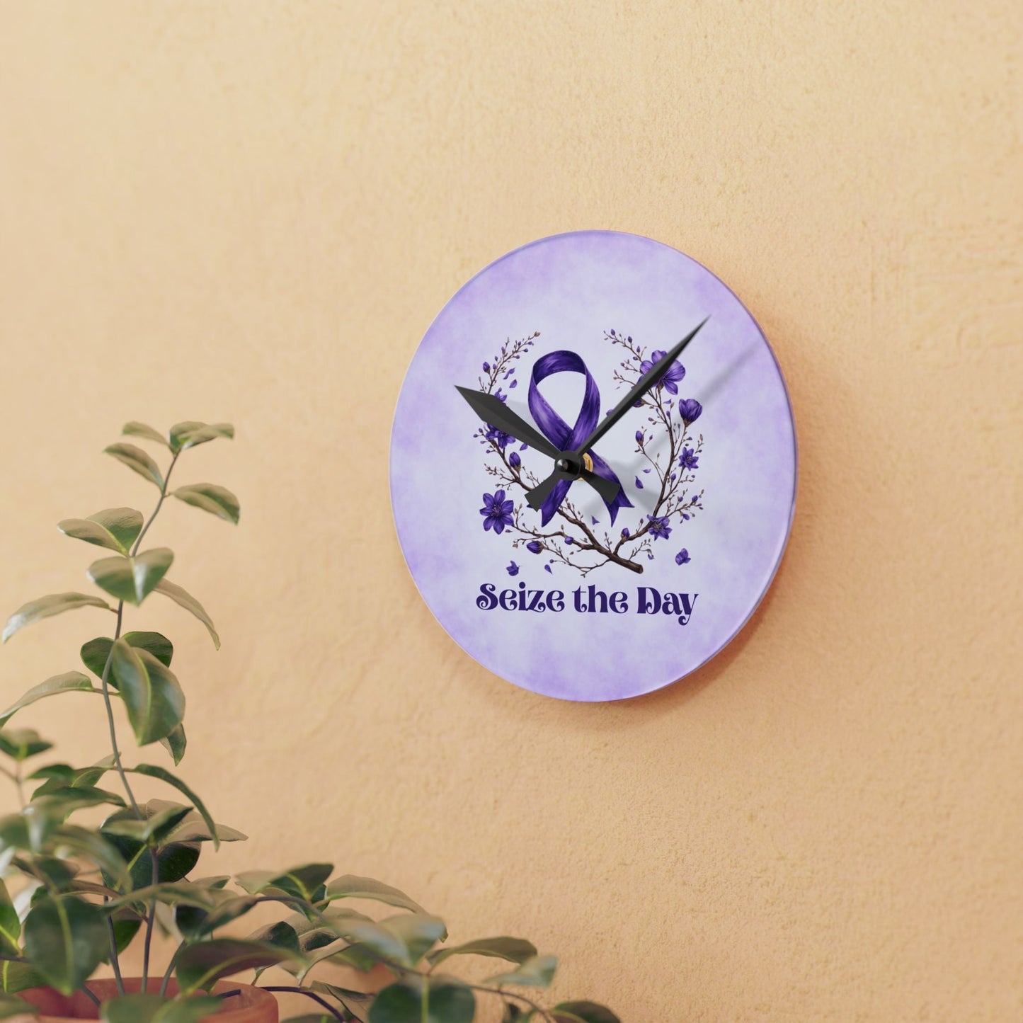 Purple Seize the Day Wall Clock