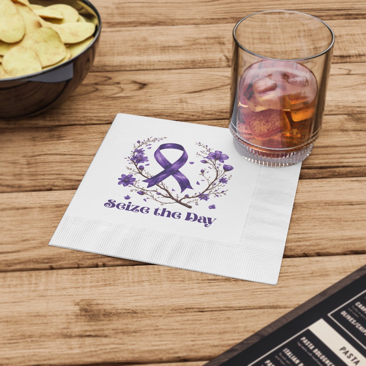 Purple Floral Seize the Day Napkins