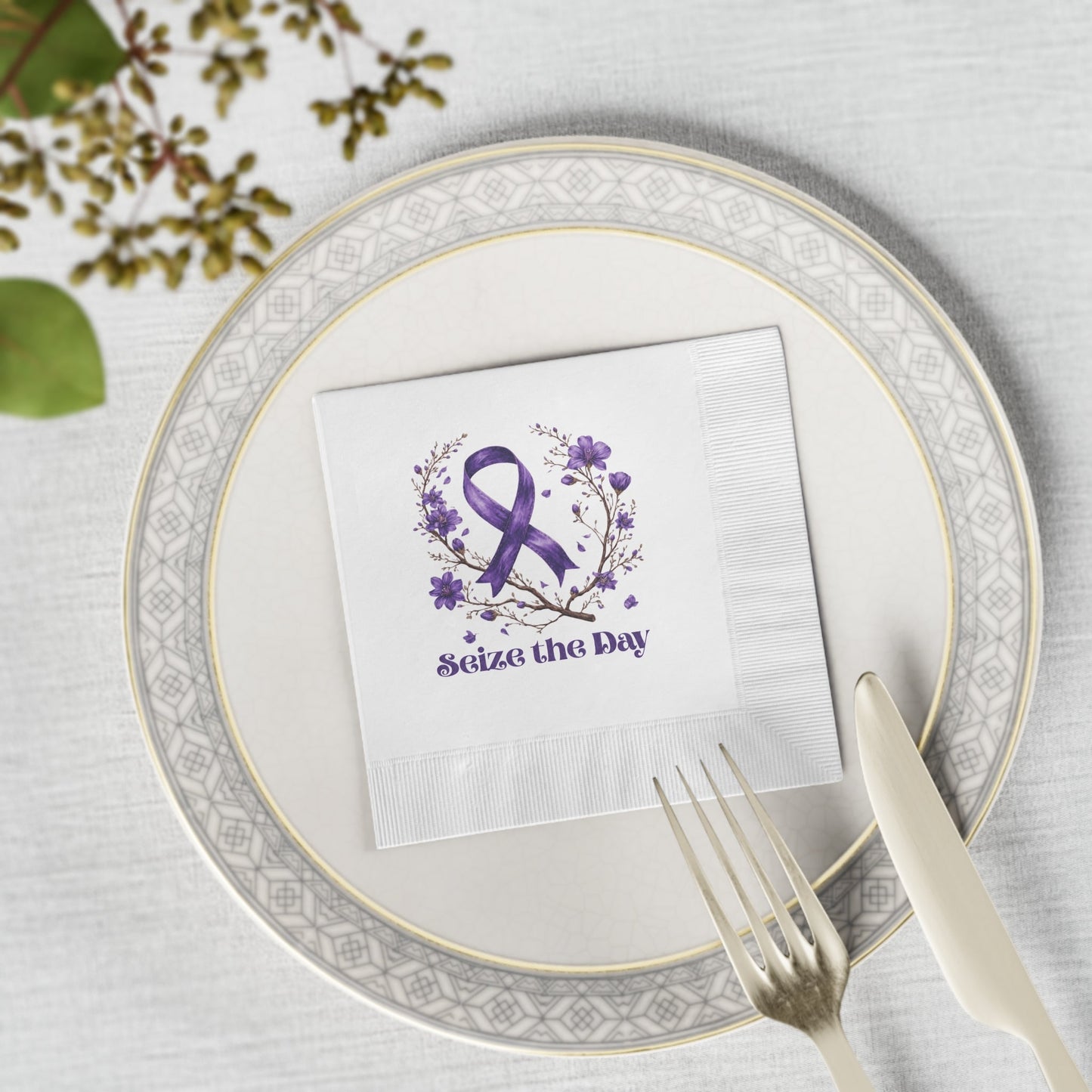 Purple Floral Seize the Day Napkins
