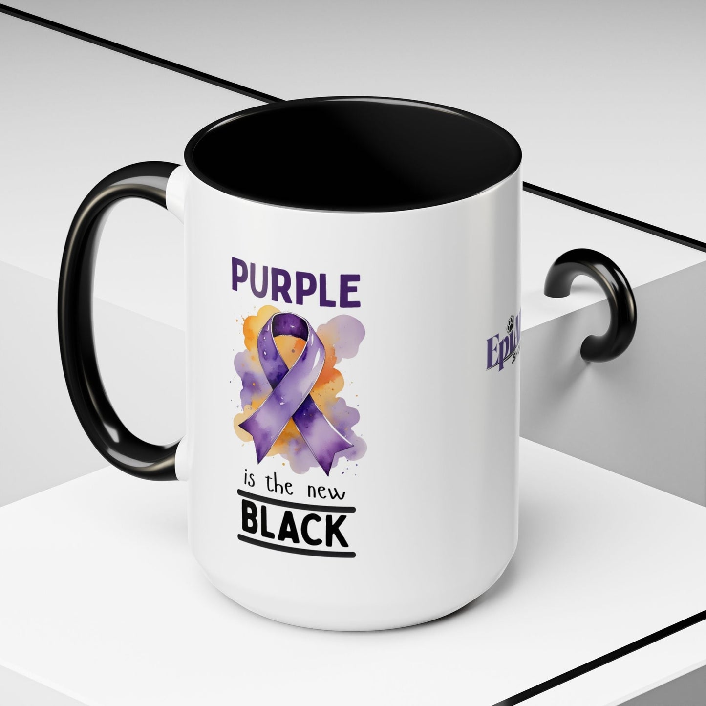 Purple Ribbon Accent Coffee Mug