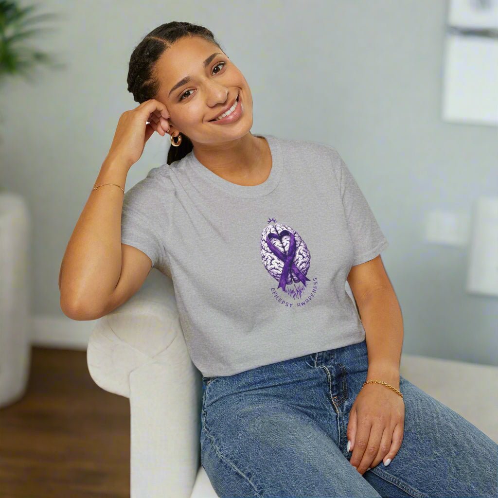 Purple Ribbon Brain Graphic Unisex T-Shirt