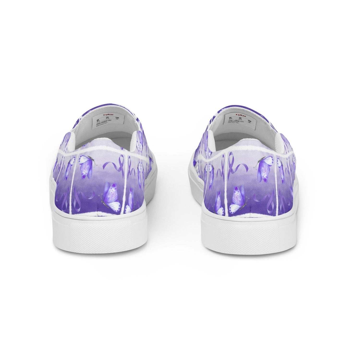 Purple Ribbon Butterfly Women’s Slip-On Canvas Shoes