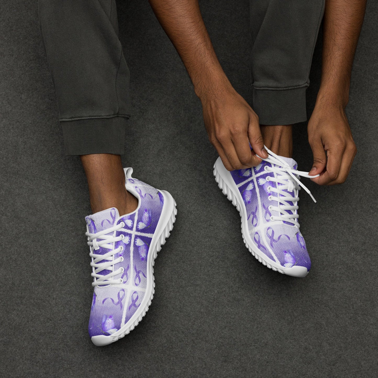 Purple Ribbon Awareness Athletic Shoes
