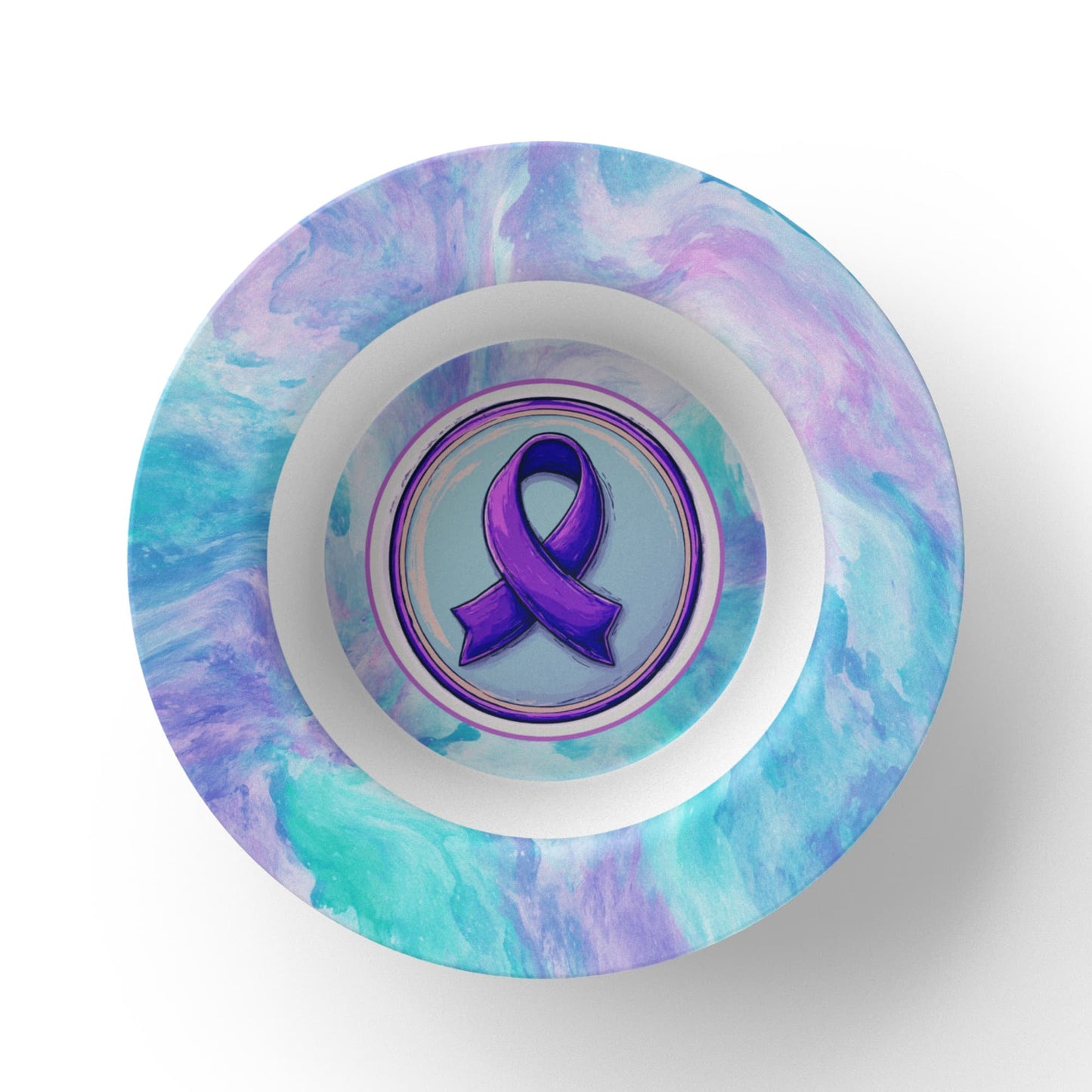 Purple Watercolor Ribbon Collectible Bowl for Epilepsy Awareness