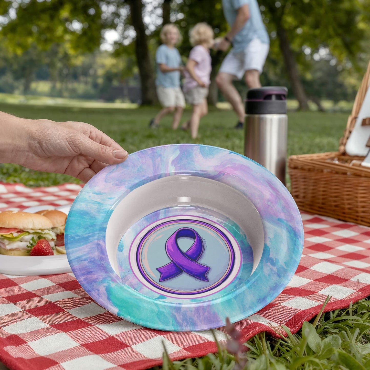 Purple Watercolor Ribbon Collectible Bowl for Epilepsy Awareness
